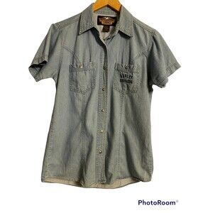 Harley Davidson Women's Snap Front Short Sleeve Shirt Small